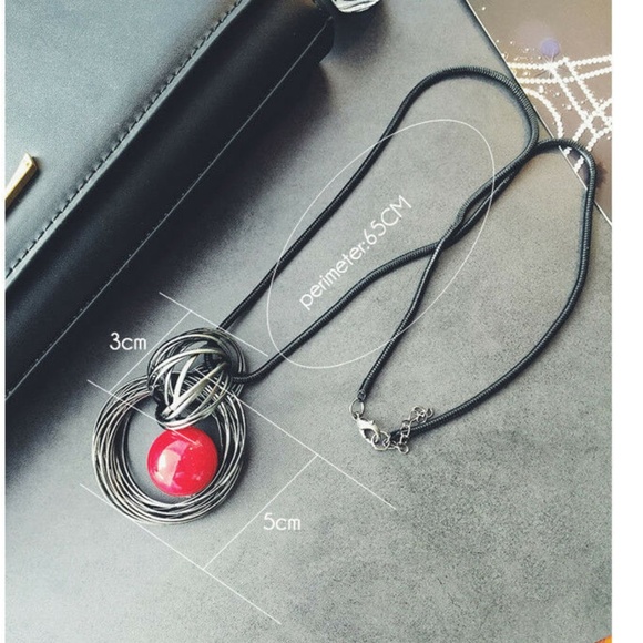 Handmade Red Ball Pendant Long Necklaces - Picture 6 of 8